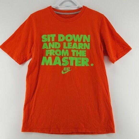 Nike Tee Shirt Women's Medium Graphic Short Sleeve Slim Fit Orange Neon Green - Picture 1 of 10